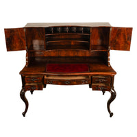 Antique French Carved Rosewood Louis Philippe Rococo Desk Bureau Writing Table Circa 1850