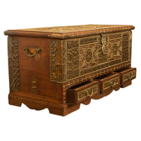 Antique 19thC Zanzibar Omani Teak & Brass Stud & Copper Clad Dowry Chest 1890