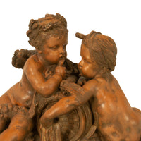 Antique 19thC French Naturalism Terracotta Sculpture "La Source" Putti Sculpture by Albert-Ernest Carrier-Belleuse,1864