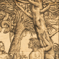 16thCentury German Northern Renaissance Woodcut Print Adam & Eve Baron Von Lanna by Hans Burgkmair the Elder, 1525