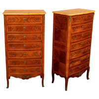 Pair Antique French Semainier Ormolu Marble Chests of Drawers by Kahn & Cie 1895