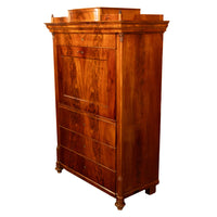 Antique Austrian Flame Mahogany Inlaid Rosewood Biedermeier Secretary Chest 1820