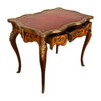 Antique French Louis XV Ormolu Rosewood Marquetry Partner's Writing Table Desk 1860