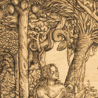 16thCentury German Northern Renaissance Woodcut Print Adam & Eve Baron Von Lanna by Hans Burgkmair the Elder, 1525