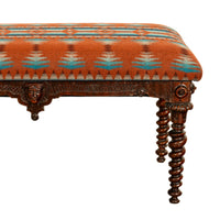 Antique American Renaissance Revival Window Music Bench Seat Pendleton Wool 1870
