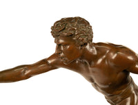 Monumental French Figurative Bronze Statue 'Au Loup' Shepherd Dog Sheep Hunting by Louis-Auguste Hiolin, 1874