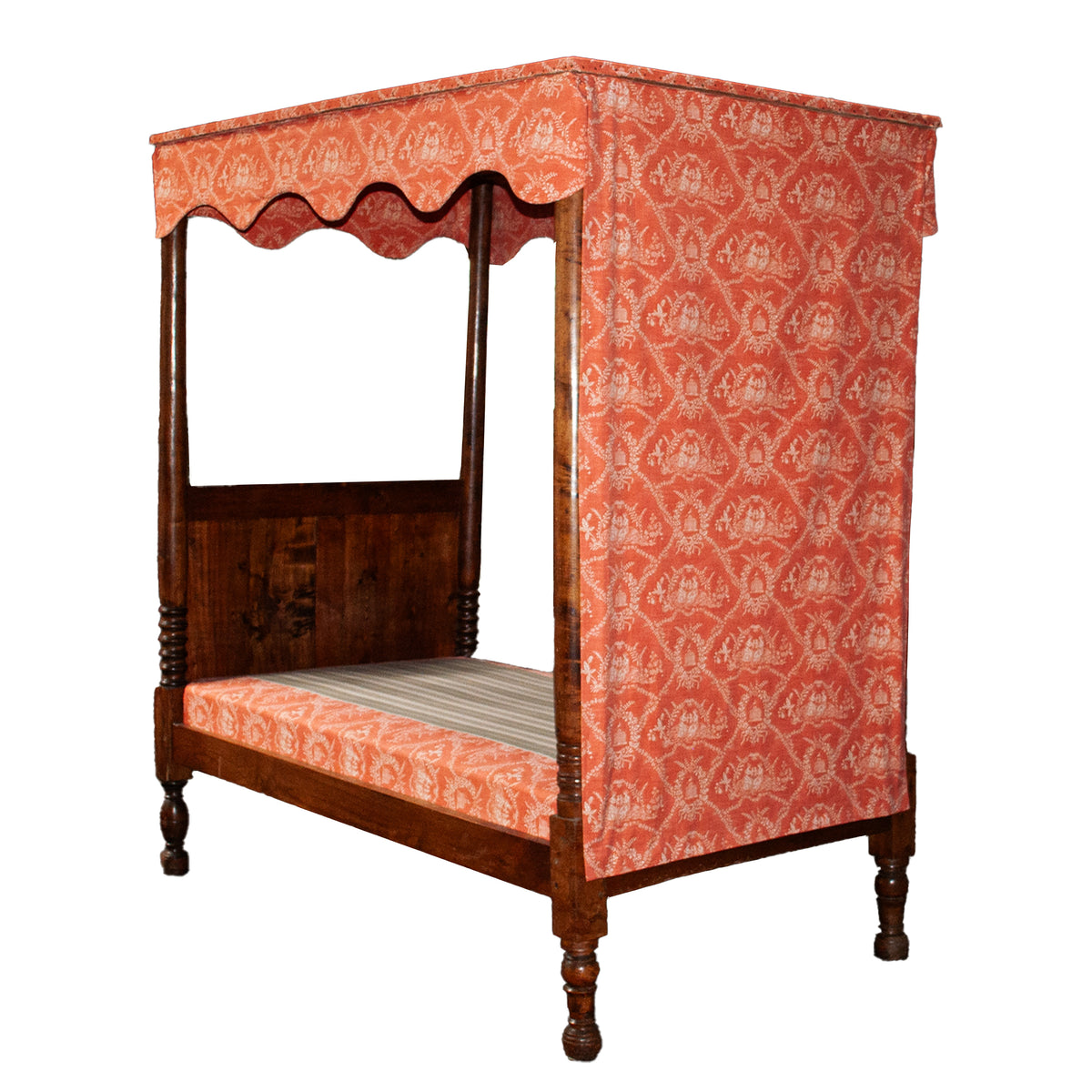 Pair 18th Century Antique French Four Poster Tester Canopy Cherry Twin Beds 1780