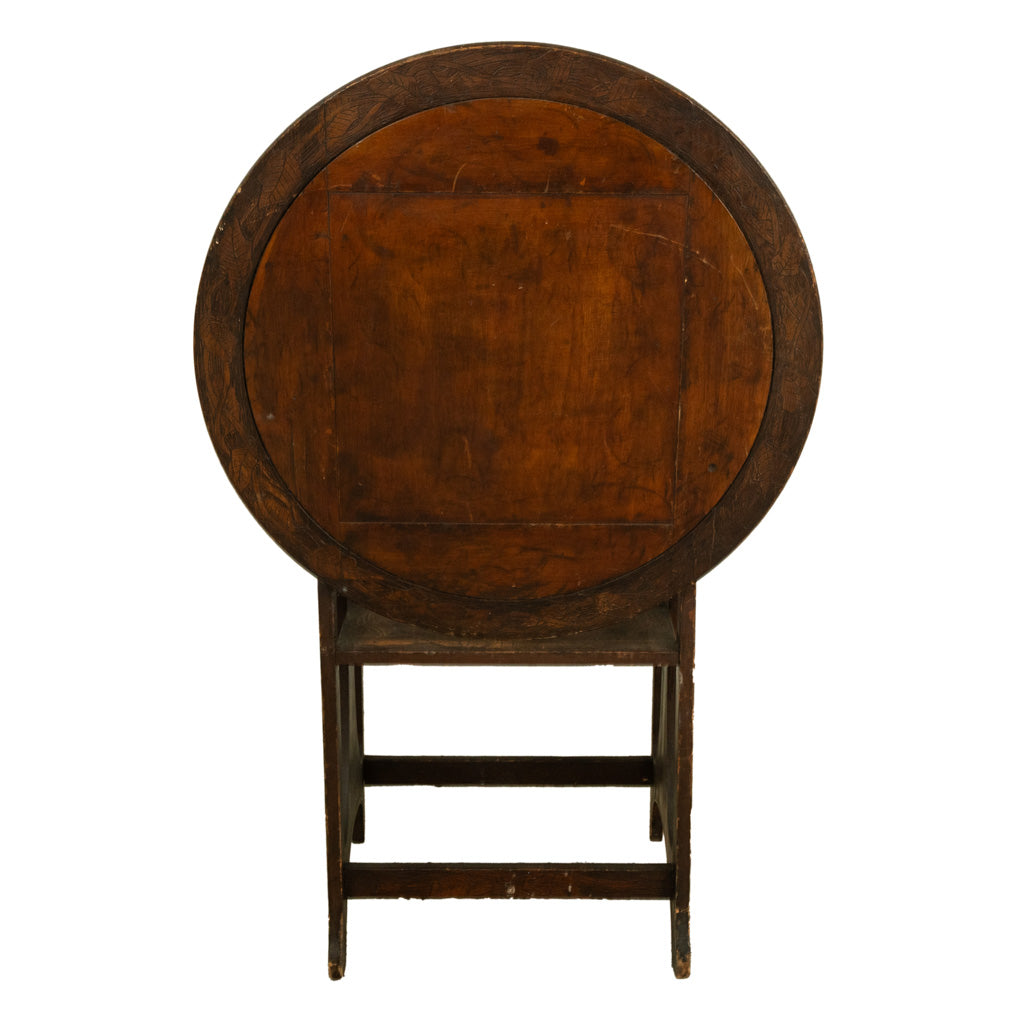 Antique Folk Art Poker Work Arts & Crafts Monks Bench Table Chair New York 1900