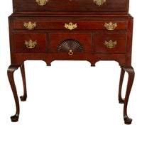 Antique 18thC American Federal Queen Anne Mahogany Bonnet-Top Highboy Salem Massachusetts 1790