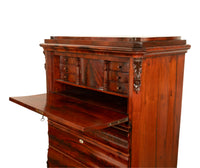 Antique Austrian Biedermeier Flame Mahogany Secretary Abattant Desk Chest 1870