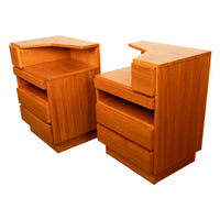 Pair Mid Century Modern Danish Teak Nightstands Chest Drawers by Scan Coll 1970