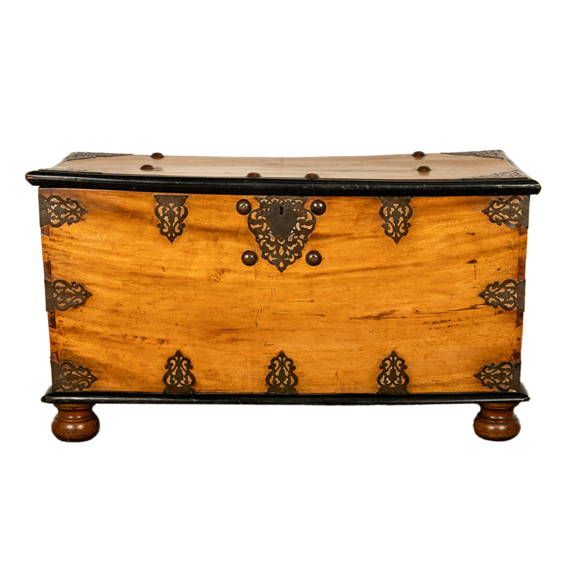 Antique 18th Century Dutch Colonial East India Co Teak & Brass VOC Chest 1740