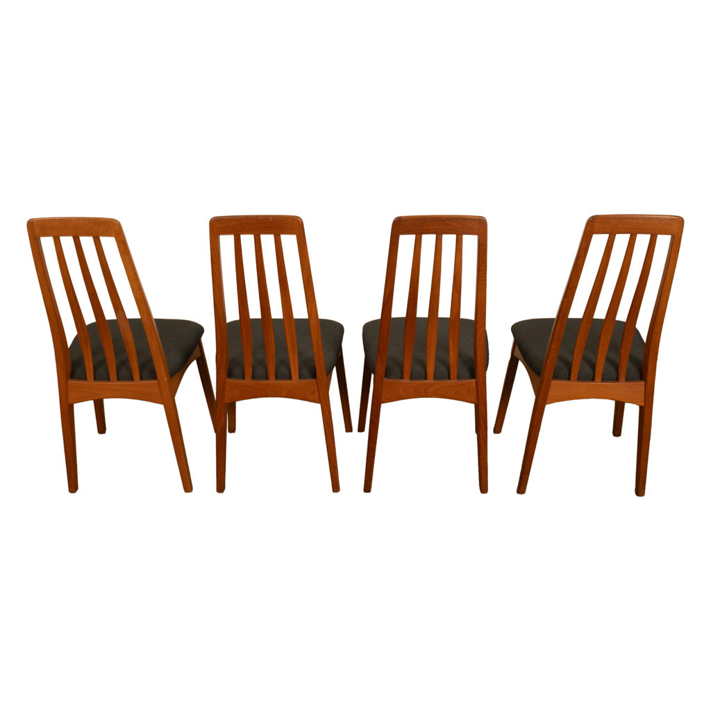 Set 4 Danish Mid Century Modern "Eva" Teak Dining Chairs by Niels Koefoed 1964