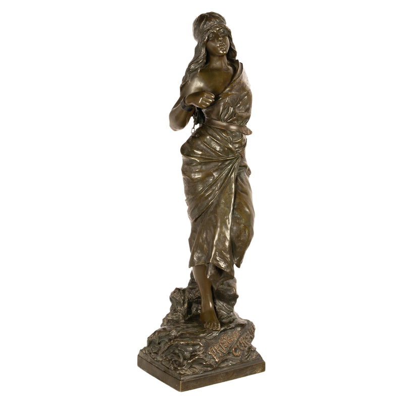 Antique French Art Nouveau Bronze Figure Statue Sculpture "Prise de Corsaire" Emmanuel Villanis 1900