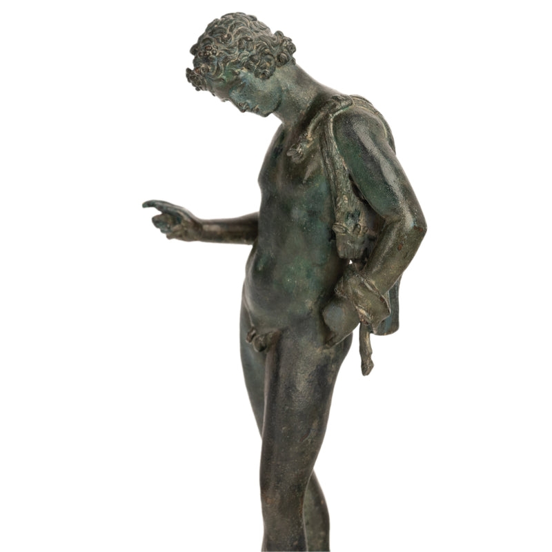 Antique Italian Pompeii Grand Tour Bronze Statue Narcissus Michele Amodio 1862