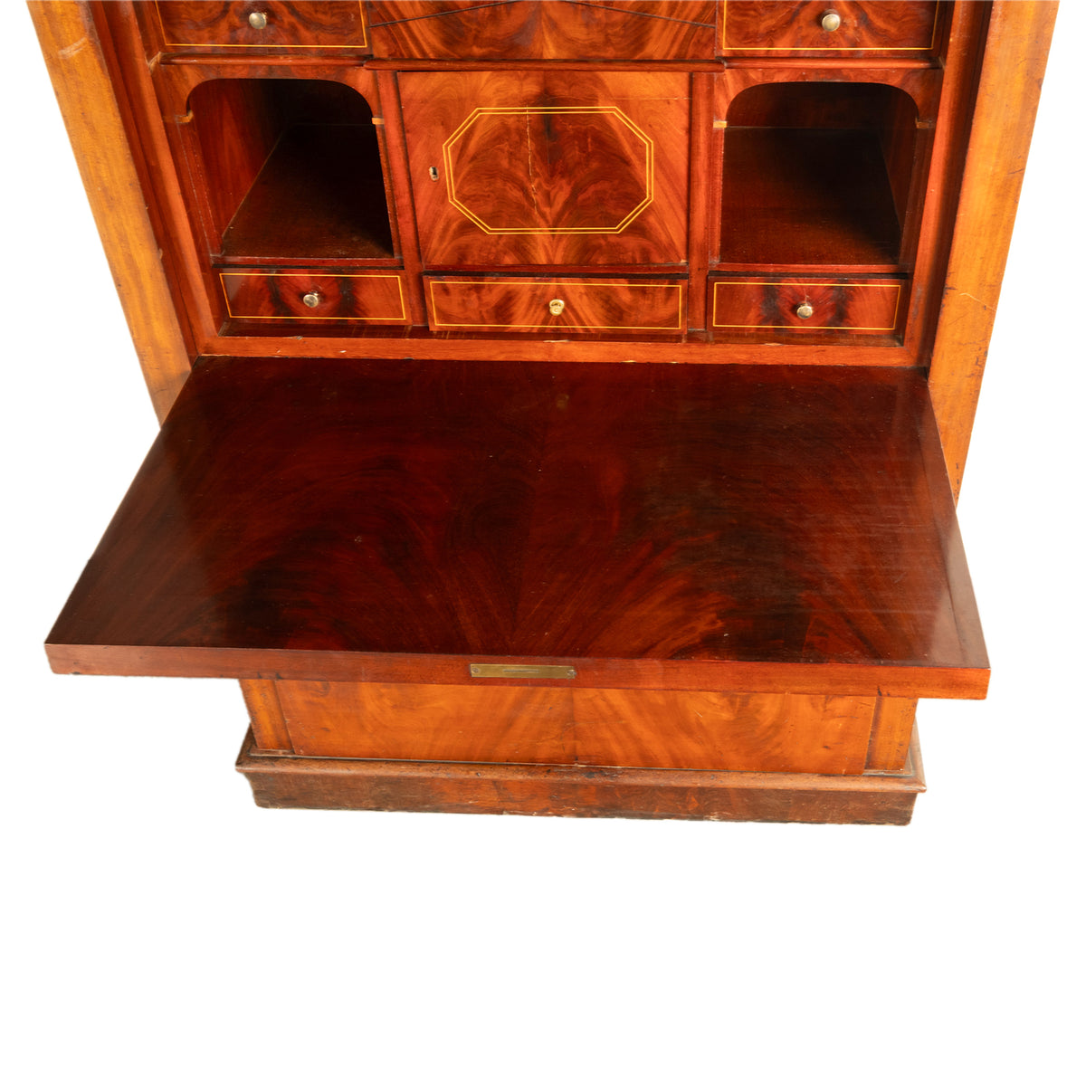 Antique Austrian Biedermeier Mahogany Secretary Desk Tabernacle Cabinet 1820