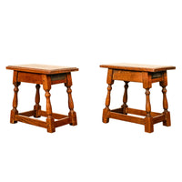 Pair Antique Jacobean style Joint Stools Oak from Thames Lock Bridge London 1850
