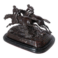 Antique French 19th Bronze Equestrian Group Horses Jockeys Statue Sculpture by by Paul Louis Emile Loiseau-Rousseau, Paris 1895