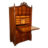 Antique Austrian Mahogany Maple Inlaid Biedermeier Secretary Chest Cabinet 1850