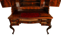 Antique French Carved Rosewood Louis Philippe Rococo Desk Bureau Writing Table Circa 1850