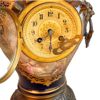 Antique French Sèvres Porcelain G. Poitevin Ormolu Japy Freres 8 Day Clock 1875