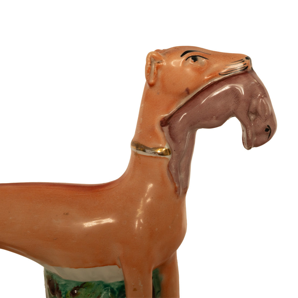 Antique 19thC Pair of Staffordshire Whippets Greyhounds Hunting Dog Figures 1860