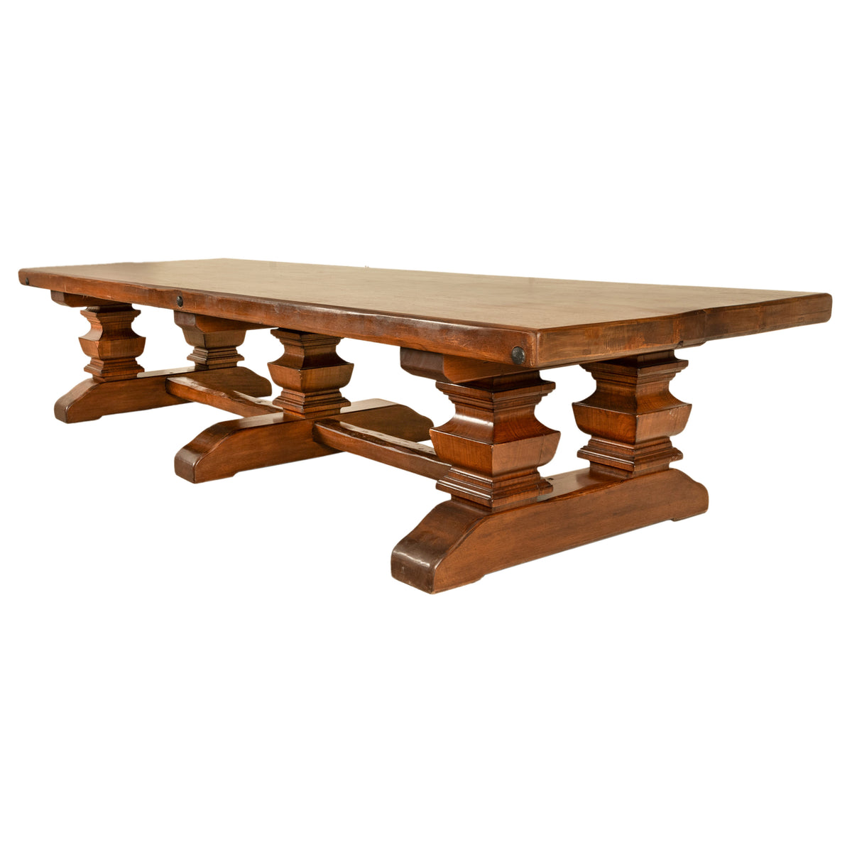 Antique 19th Century Monumental Italian Walnut Refectory Dining Table Circa 1820, Seats 16+