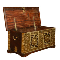 Antique 19thC Zanzibar Omani Teak & Brass Stud & Copper Clad Dowry Chest 1850
