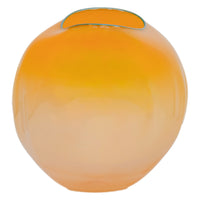 Dale Chihuly Hand-Blown Mango & Teal Lip Glass Basket Sculpture Signed & Dated, 2000