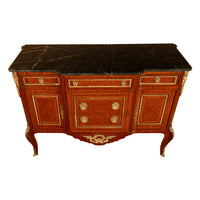 Antique French Parquetry Ormolu Marble Top Louis XVI Commode Chest Drawers 1880