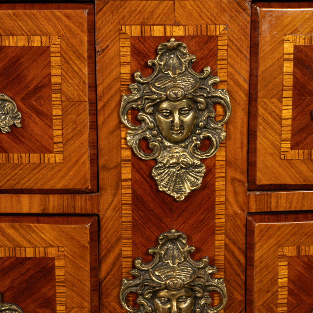 Antique 18thC French Louis XV Ormolu Inlaid Kingwood Marble Commode Chest 1780