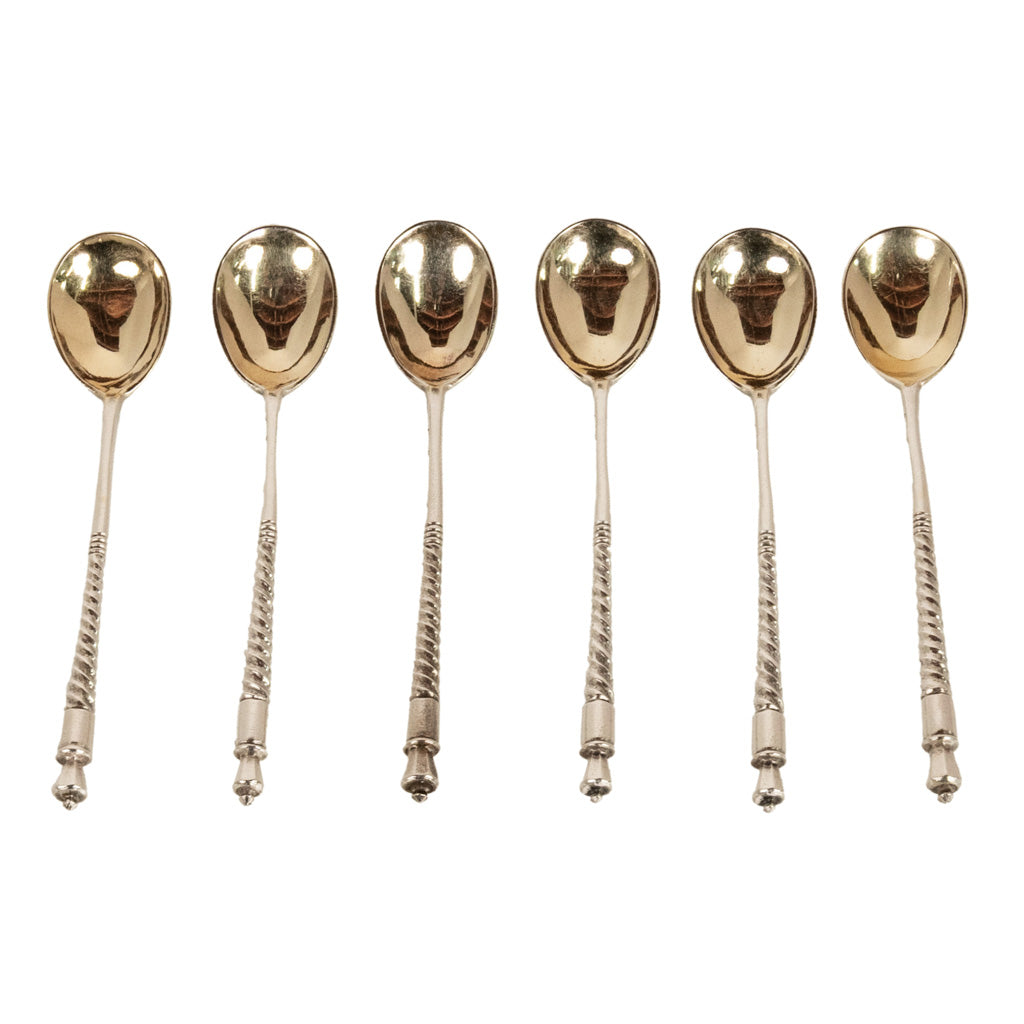 Set Antique Russian Imperial Silver Spoons by Fedor Rückert Faberge Moscow 1889