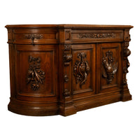 Antique 19thC French Black Forest Carved Oak Hunt Buffet Sideboard Bar 1870