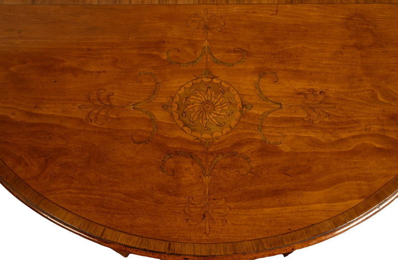 Antique Pair of Georgian Demi-lune Inlaid Mahogany & Stainwood Card Tables 1780 Ex-Christies