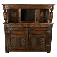 Antique 17th C Elizabethan Tudor Period Carved Oak Court Cupboard Cabinet 1600