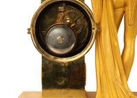 Antique French Gilt Bronze Empire Neoclassical Statue Clock by Rabiat Paris 1810