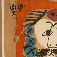 Original Colored Cubist Imaginary Portrait Signed Numbered by Pablo Picasso, 1969 with Marcel Salinas Letter