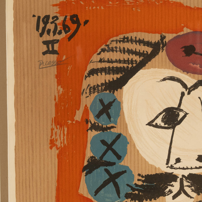 Original Colored Cubist Imaginary Portrait Signed Numbered by Pablo Picasso, 1969 with Marcel Salinas Letter