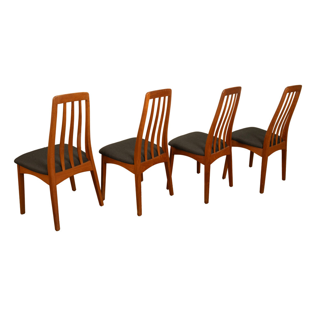 Set 4 Danish Mid Century Modern "Eva" Teak Dining Chairs by Niels Koefoed 1964
