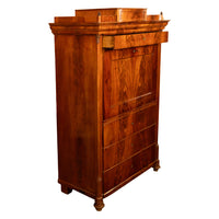 Antique Austrian Flame Mahogany Inlaid Rosewood Biedermeier Secretary Chest 1820
