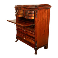 Antique Austrian Biedermeier Flame Mahogany Secretary Abattant Desk Chest 1870