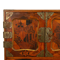 Antique Japanese Meiji Kodansu Tansu Marquetry Table Cabinet Jewelry Chest 1880