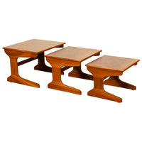 Set of Three Danish Mid Century Modern Teak Nesting Side Coffee Tables 1960s