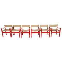 Mid Century Modern Danish Six Safari Chairs Dining Table Set by Erik Wørts 1960s