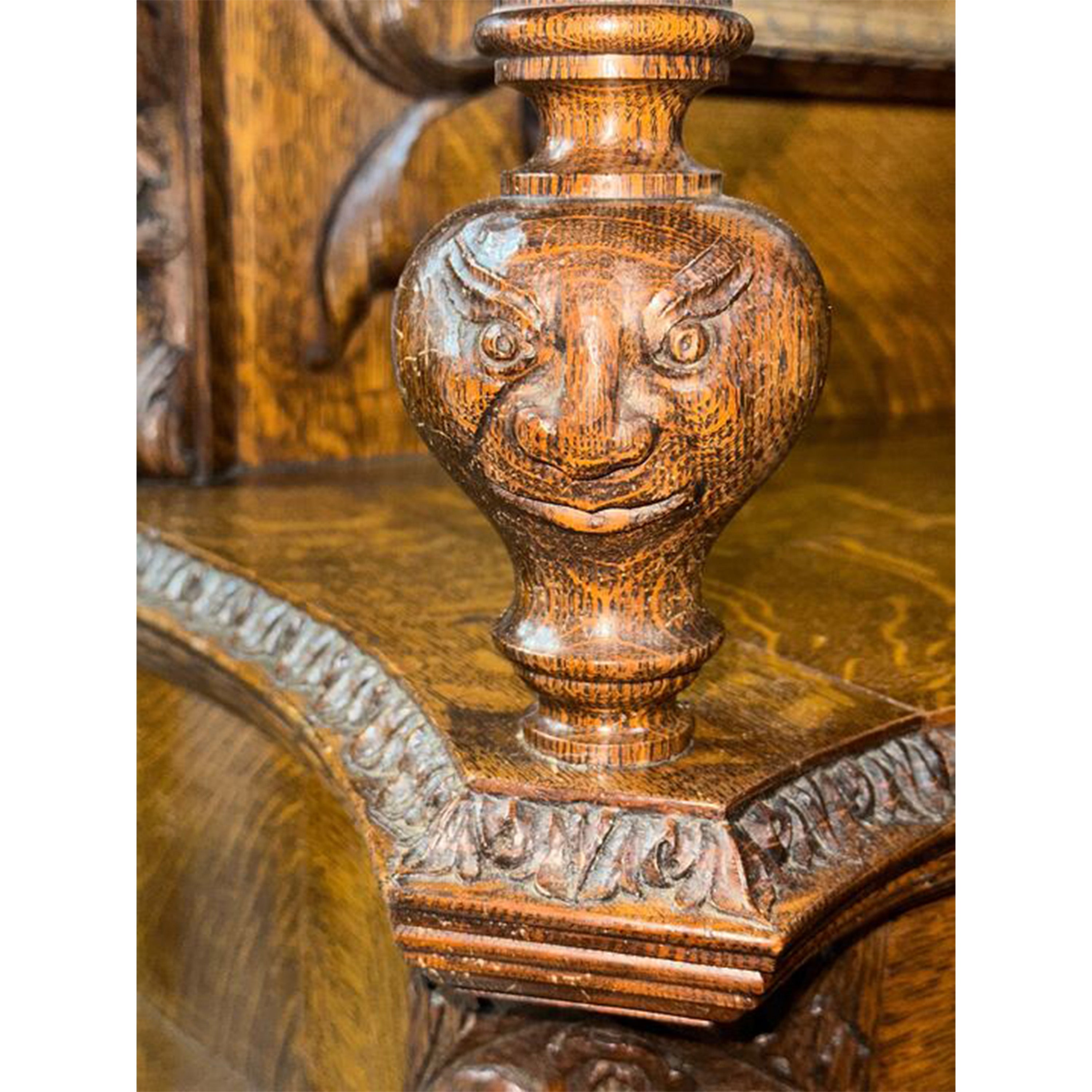 Antique R. J. Horner & Co Monumental Carved Oak Figural Griffins