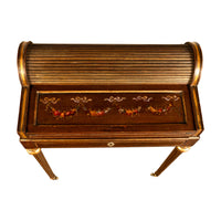 Antique 19th Century French Gilded & Painted Cylinder Desk by Paul Sormani 1875