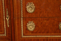 Antique French Parquetry Ormolu Marble Top Louis XVI Commode Chest Drawers 1880