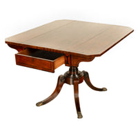 Antique Georgian Regency Inlaid Ebony Mahogany Pembroke Drop Leaf Pedestal Table 1810