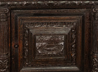 Antique 17th Century Dutch Carved Ebonized Oak Credence Cabinet on Stand 1680