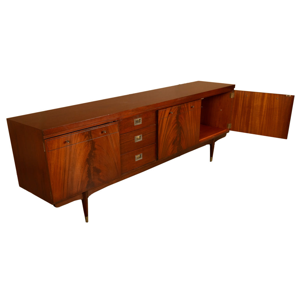 Mid Century Modern Danish Style Teak Mahogany Long Credenza Fully Restored 1966